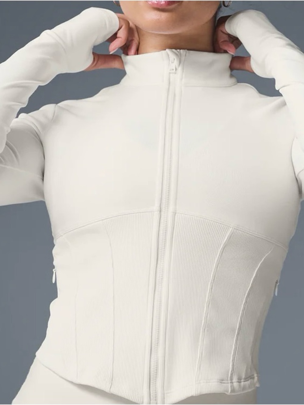 ALO Yoga Airbrush Corset Full Zip Jacket in White